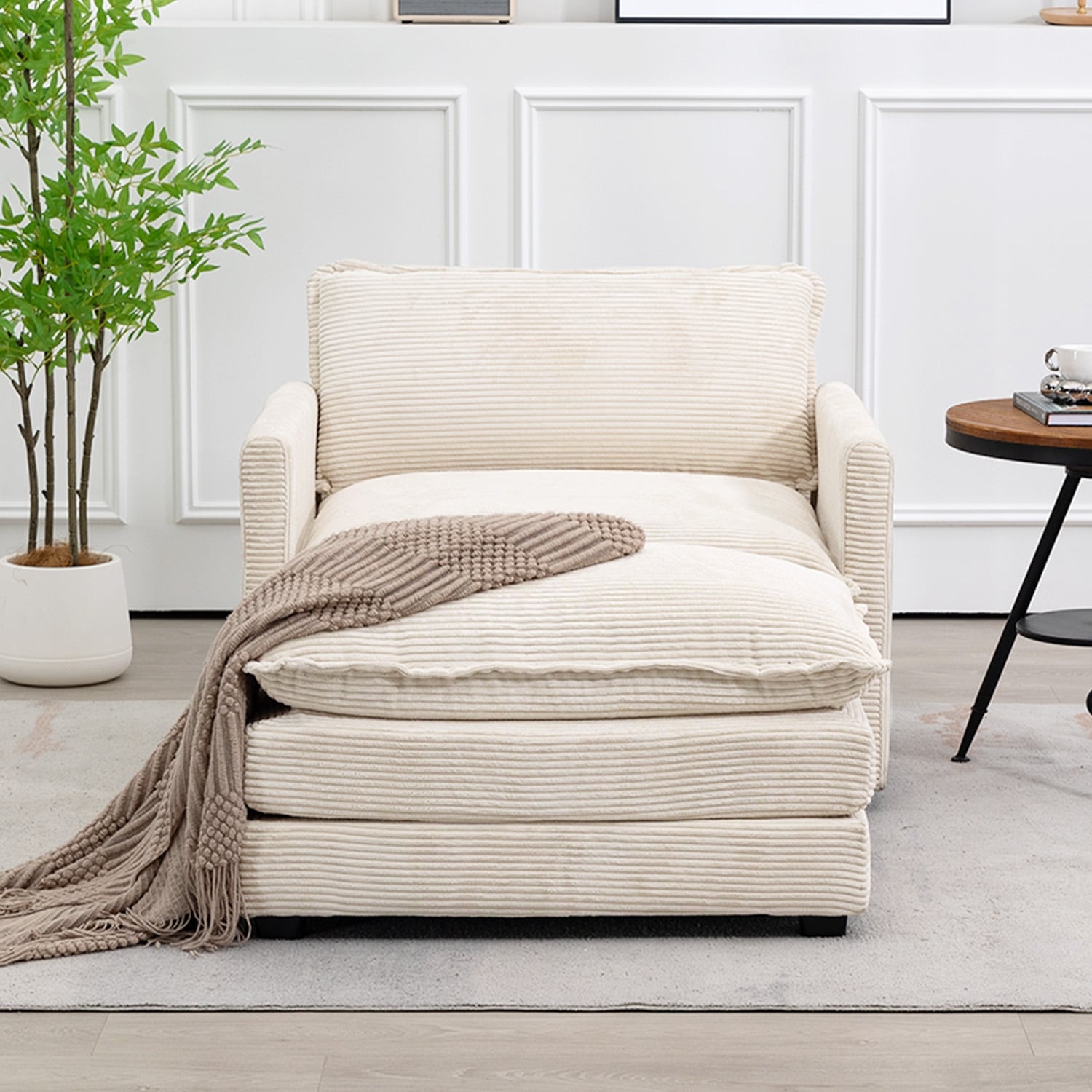 Canapé sectionnel en velours côtelé avec ottomans amovibles & coussins ultra-doux pour salon & chambre
