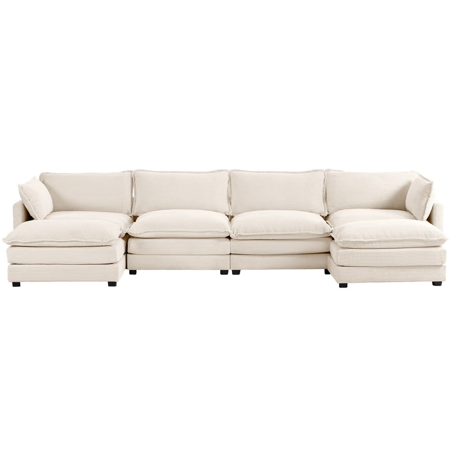 Canapé sectionnel en velours côtelé avec ottomans amovibles & coussins ultra-doux pour salon & chambre