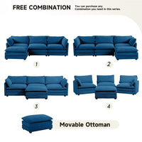 Canapé sectionnel en velours côtelé avec ottomans amovibles & coussins ultra-doux pour salon & chambre
