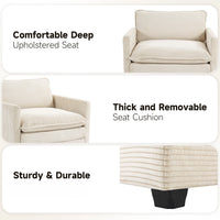 Canapé sectionnel en velours côtelé avec ottomans amovibles & coussins ultra-doux pour salon & chambre