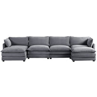 Canapé sectionnel en velours côtelé avec ottomans amovibles & coussins ultra-doux pour salon & chambre