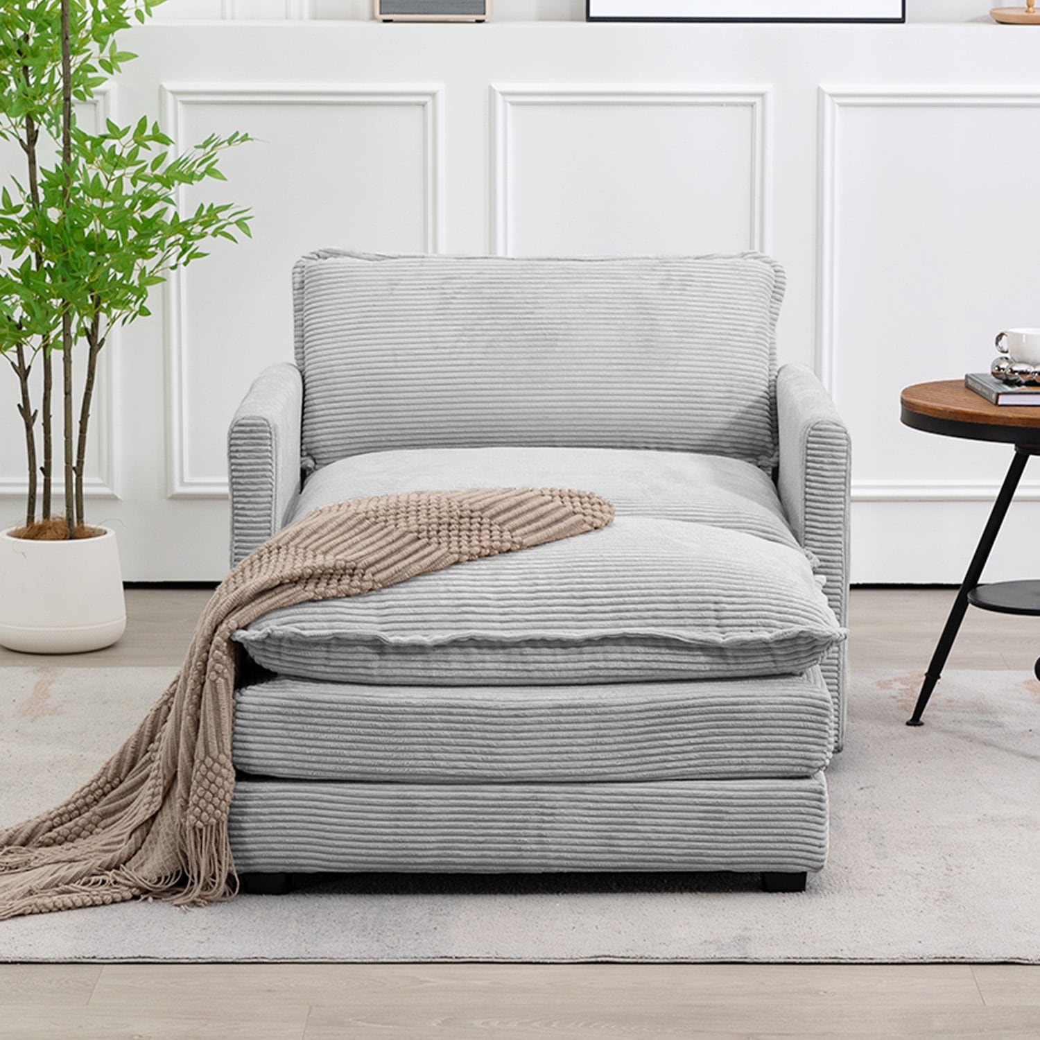 Canapé sectionnel en velours côtelé avec ottomans amovibles & coussins ultra-doux pour salon & chambre