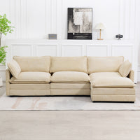 Canapé sectionnel en velours côtelé avec ottomans amovibles & coussins ultra-doux pour salon & chambre