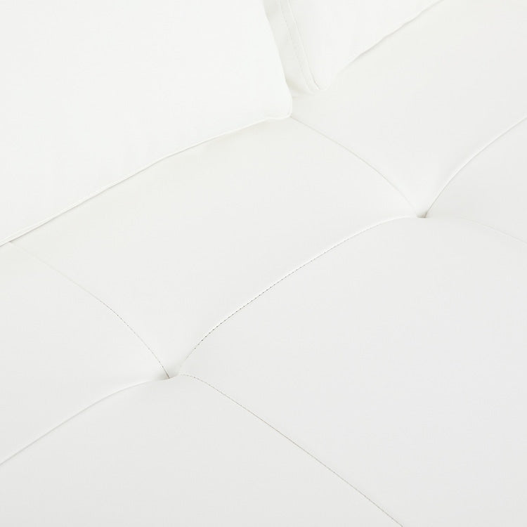 Canapé moderne en cuir véritable avec pieds en bois & coussin traversin supplémentaire
