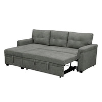 Canapé sectionnel réversible avec lit escamotable, méridienne de rangement dissimulée, pieds durables,