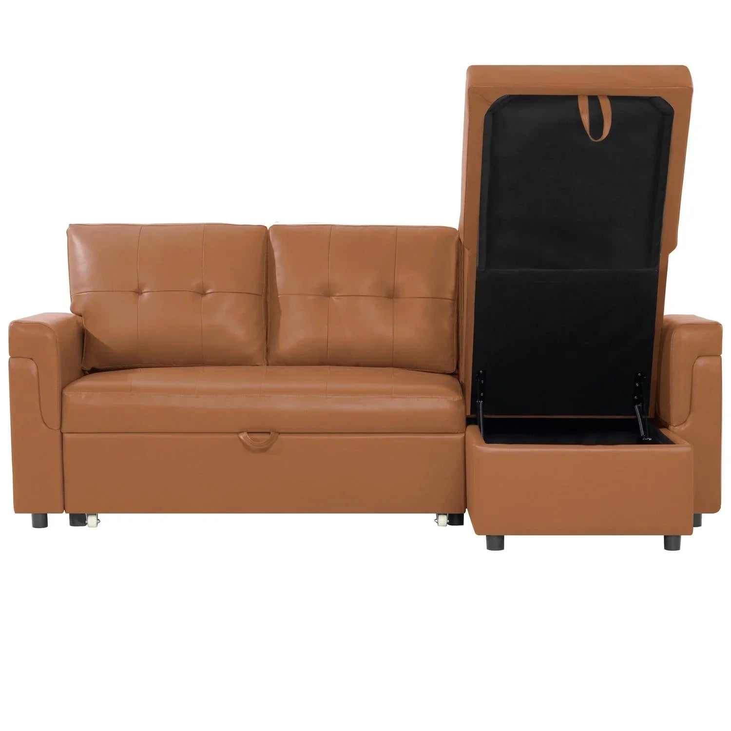 Canapé sectionnel convertible réversible avec lit escamotable, méridienne de rangement dissimulée et pieds durables