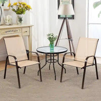 Costway Lot de 4 chaises de patio jardin terrasse cour avec accoudoir - Voir détails