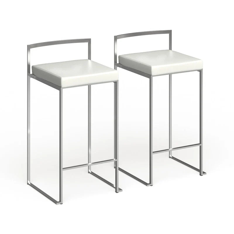 Tabouret de comptoir Silver Orchid Forrest en acier inoxydable empilable et entièrement soudé (lot de 2)