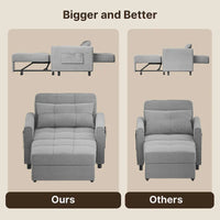 Fauteuil-lit escamotable 3 en 1, fauteuil convertible réglable pliable, canapé de détente capitonné