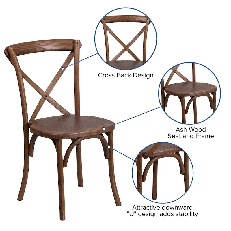 Ensemble table de ferme rustique pliante 8' x 40 avec 10 chaises à dossier croisé et coussins