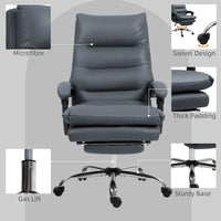 Vinsetto Chaise de bureau de massage inclinable chauffante à vibration en microfibre