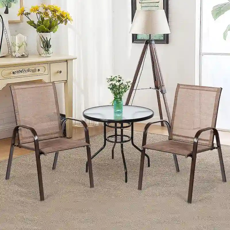 Costway Lot de 4 chaises de patio jardin terrasse cour avec accoudoir - Voir détails