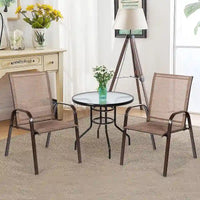 Costway Lot de 4 chaises de patio jardin terrasse cour avec accoudoir - Voir détails