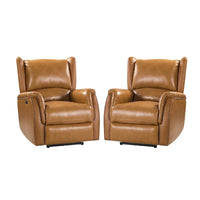 Fauteuil inclinable électrique Eduardo en cuir véritable avec port USB (ensemble de 2)