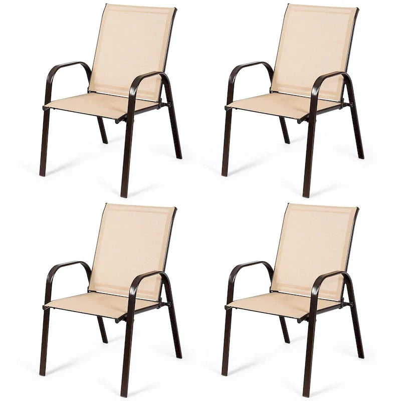 Costway Lot de 4 chaises de patio jardin terrasse cour avec accoudoir - Voir détails