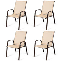 Costway Lot de 4 chaises de patio jardin terrasse cour avec accoudoir - Voir détails