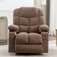 Fauteuil inclinable gris surdimensionné avec fonctions de chauffage et de massage, inclinaison à 150°, bascule à 30°, port USB pour la recharge et 2 porte-gobelets