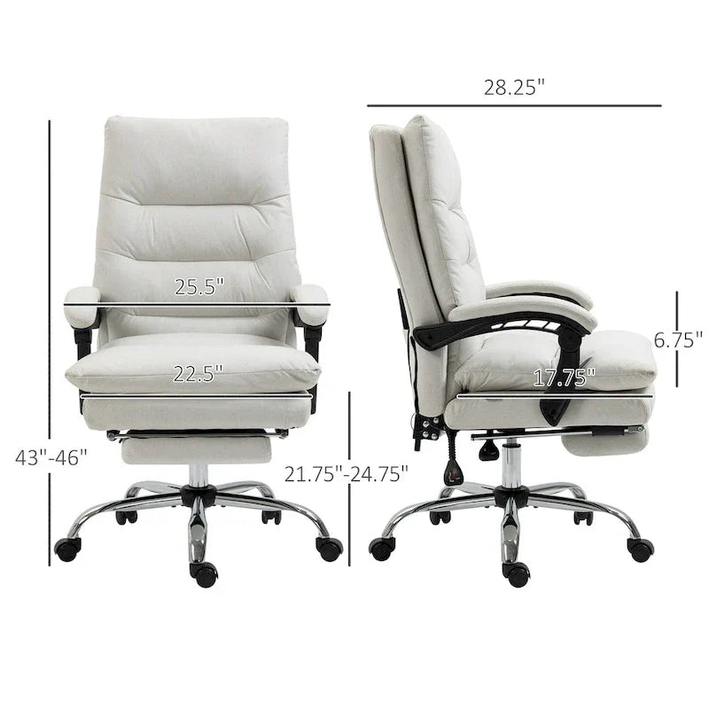 Vinsetto Chaise de bureau de massage inclinable chauffante à vibration en microfibre