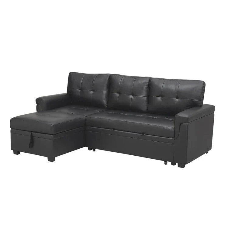 Canapé sectionnel convertible réversible avec lit escamotable, méridienne de rangement dissimulée et pieds durables