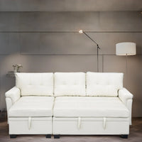 Canapé sectionnel réversible avec lit escamotable, méridienne de rangement dissimulée, pieds durables,