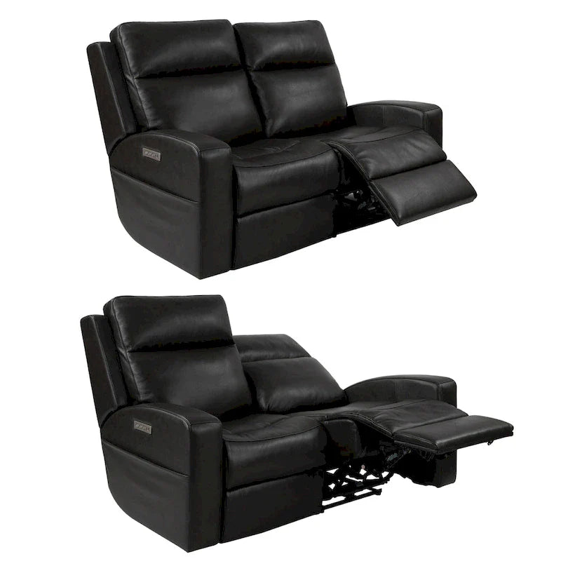 Causeuse inclinable électrique en cuir véritable avec espace de rangement et port de charge USB pour salon