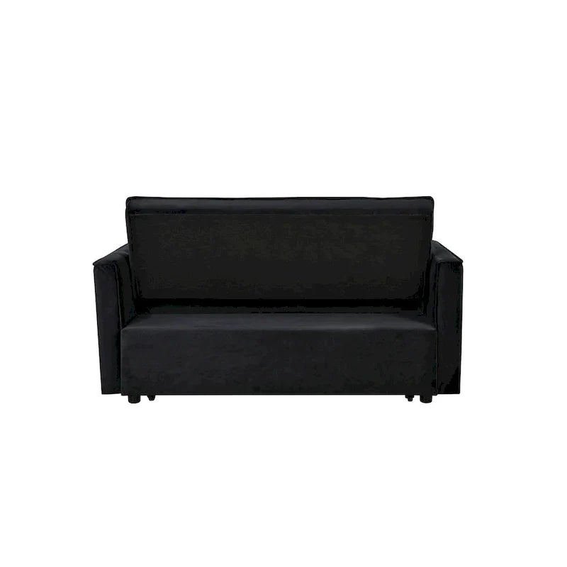 Causeuse de futon moderne en velours avec dossier inclinable et poches, 2 places – Gris foncé / Gris clair / Bleu / Noir