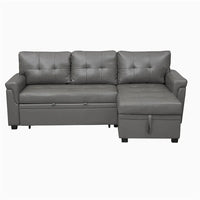 Canapé sectionnel convertible réversible avec lit escamotable, méridienne de rangement dissimulée et pieds durables