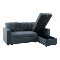 Canapé sectionnel convertible réversible avec lit escamotable, méridienne de rangement dissimulée et pieds durables