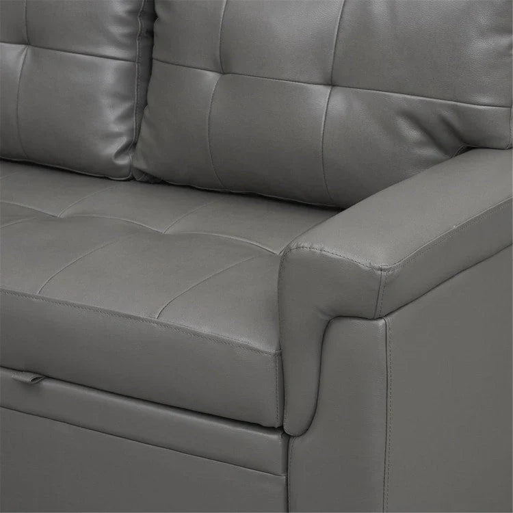 Canapé sectionnel convertible réversible avec lit escamotable, méridienne de rangement dissimulée et pieds durables