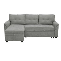 Canapé sectionnel convertible réversible avec lit escamotable, méridienne de rangement dissimulée et pieds durables