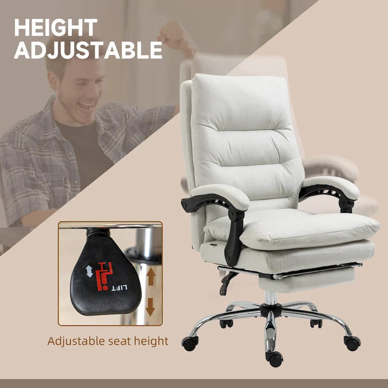 Vinsetto Chaise de bureau de massage inclinable chauffante à vibration en microfibre