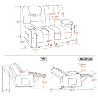 Causeuse Inclinable Électrique MCombo avec Chaleur et Massage, Tissu PR648