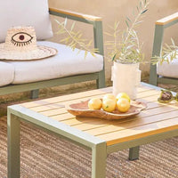 Casoria Salon de jardin aluminium et polywood 4 places Kaki / Beige