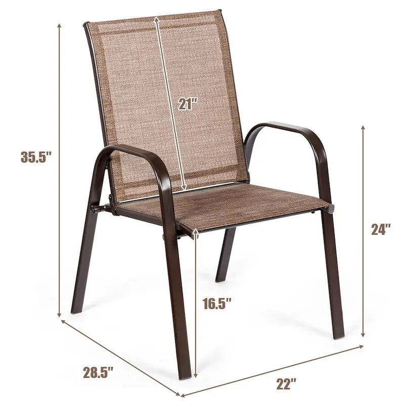 Costway Lot de 4 chaises de patio jardin terrasse cour avec accoudoir - Voir détails