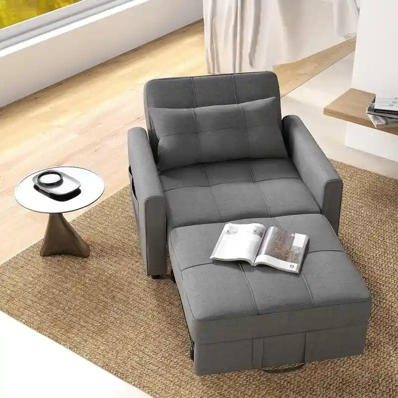 Fauteuil-lit escamotable 3 en 1, fauteuil convertible réglable pliable, canapé de détente capitonné