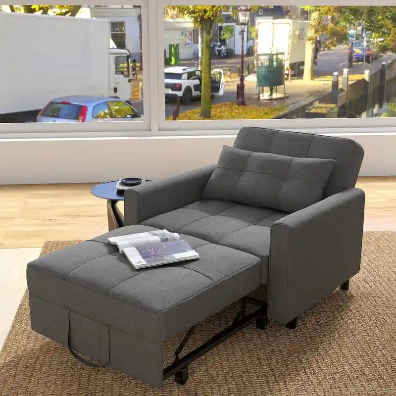 Fauteuil-lit escamotable 3 en 1, fauteuil convertible réglable pliable, canapé de détente capitonné