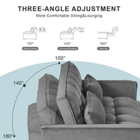 Causeuse de futon moderne en velours avec dossier inclinable et poches, 2 places – Gris foncé / Gris clair / Bleu / Noir