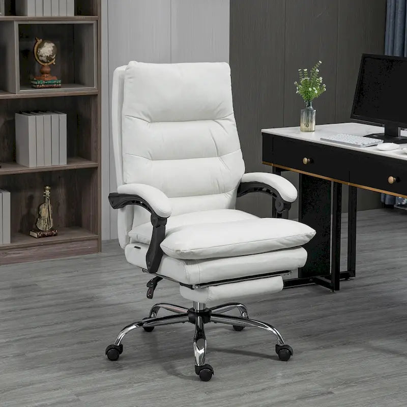 Vinsetto Chaise de bureau de massage inclinable chauffante à vibration en microfibre
