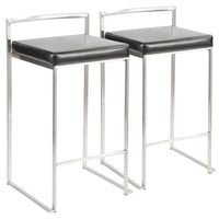 Tabouret de comptoir Silver Orchid Forrest en acier inoxydable empilable et entièrement soudé (lot de 2)