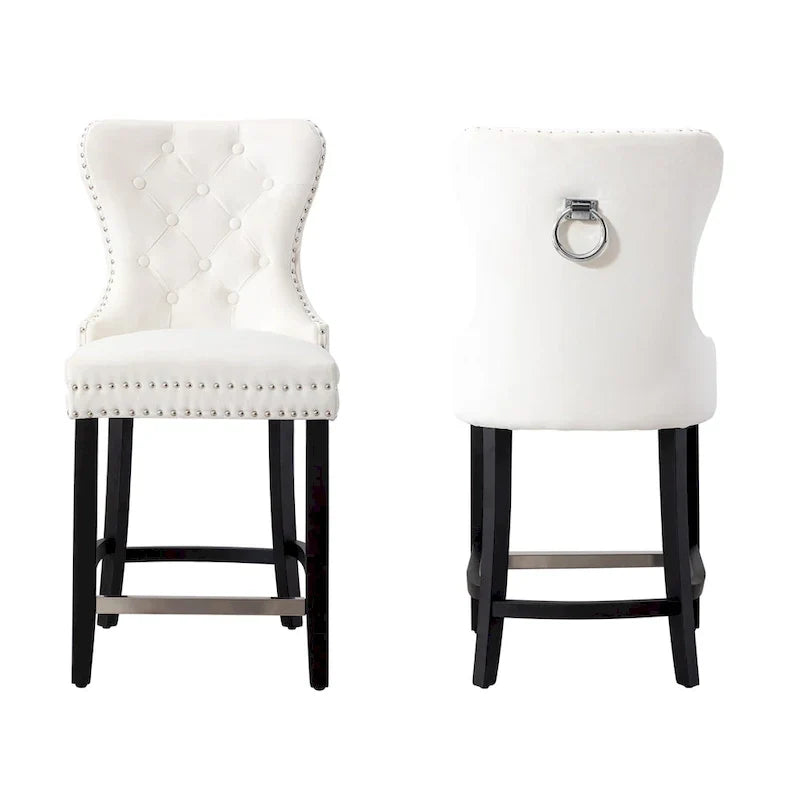 Tabouret de comptoir Carter 24 Wingback Tufted Nailhead (lot de 2)