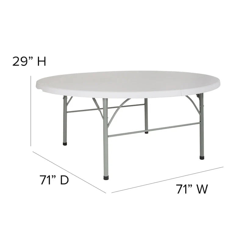 Table pliante ronde en plastique de 1,80 m avec poignée