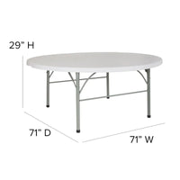 Table pliante ronde en plastique de 1,80 m avec poignée