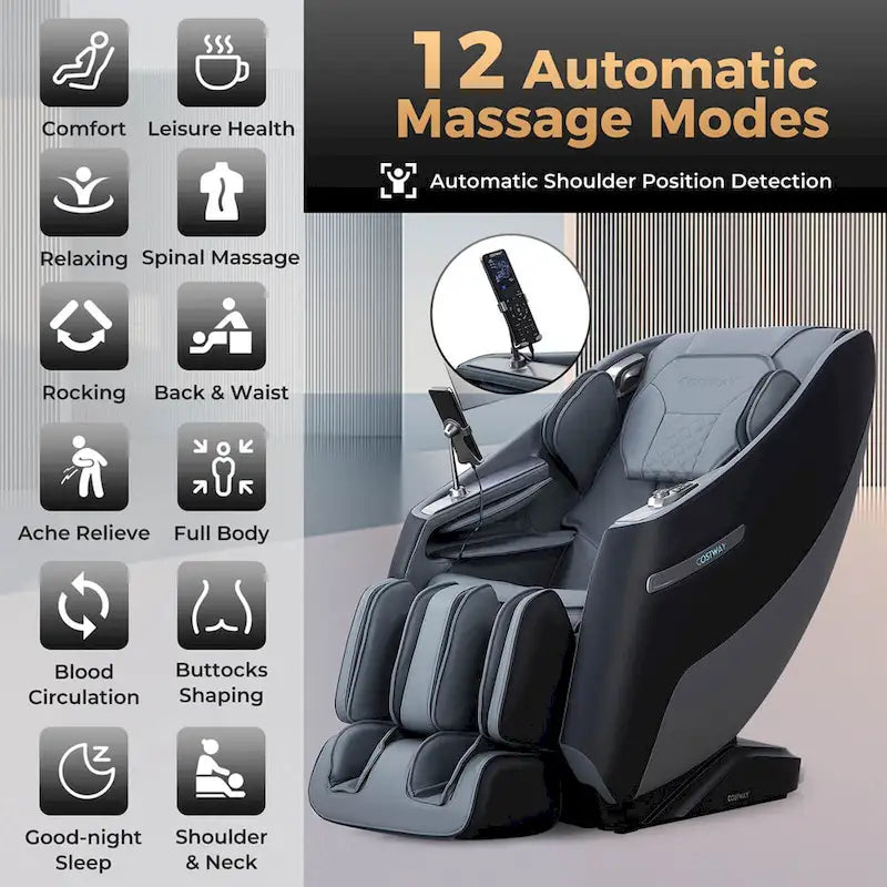 Fauteuil de Massage Costway Zéro Gravité Corps Entier Rail SL avec Taille