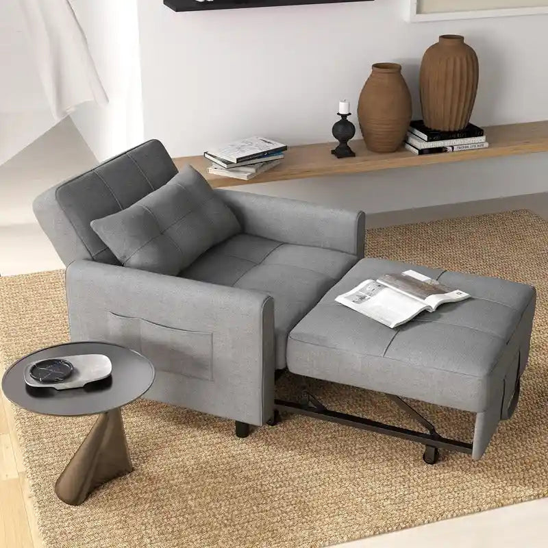Fauteuil-lit escamotable 3 en 1, fauteuil convertible réglable pliable, canapé de détente capitonné