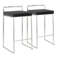 Tabouret de comptoir Silver Orchid Forrest en acier inoxydable empilable et entièrement soudé (lot de 2)