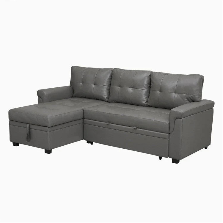 Canapé sectionnel convertible réversible avec lit escamotable, méridienne de rangement dissimulée et pieds durables