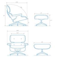Fauteuil inclinable et ottoman Furgle en cuir véritable et bois de noyer