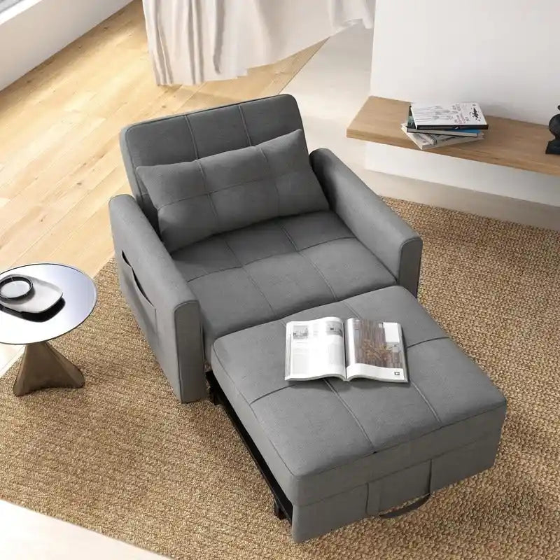 Fauteuil-lit escamotable 3 en 1, fauteuil convertible réglable pliable, canapé de détente capitonné