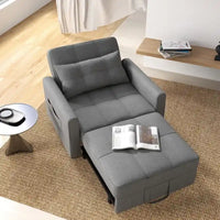 Fauteuil-lit escamotable 3 en 1, fauteuil convertible réglable pliable, canapé de détente capitonné