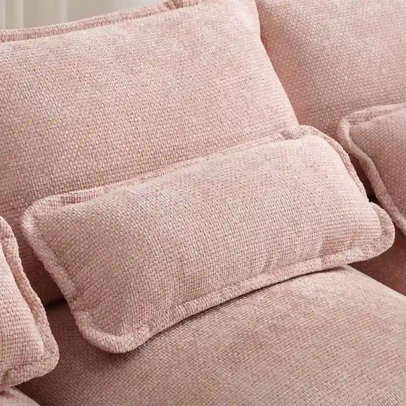 Canapé Sectionnel Canapé Nuage pour Salon, Canapé Moderne Forme U en Chenille/Bouclette, Canapé-Lit Modulable Confortable avec Double Méridienne